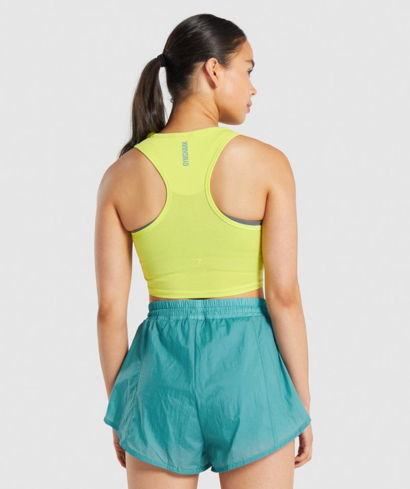 Women's Gymshark Pulse Crop Tanks Yellow | NZ 4KNLRJ